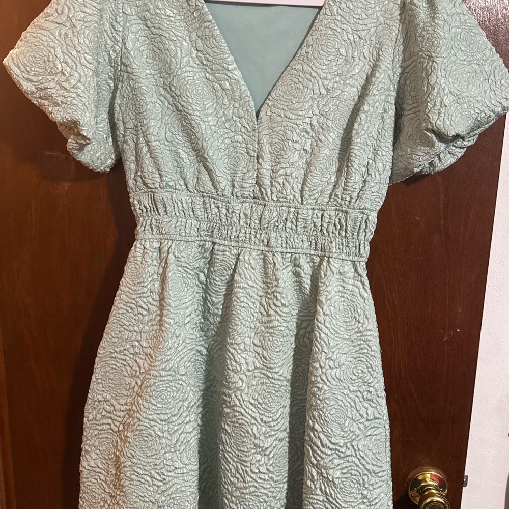 She + Sky Textured Mint Mini Dress